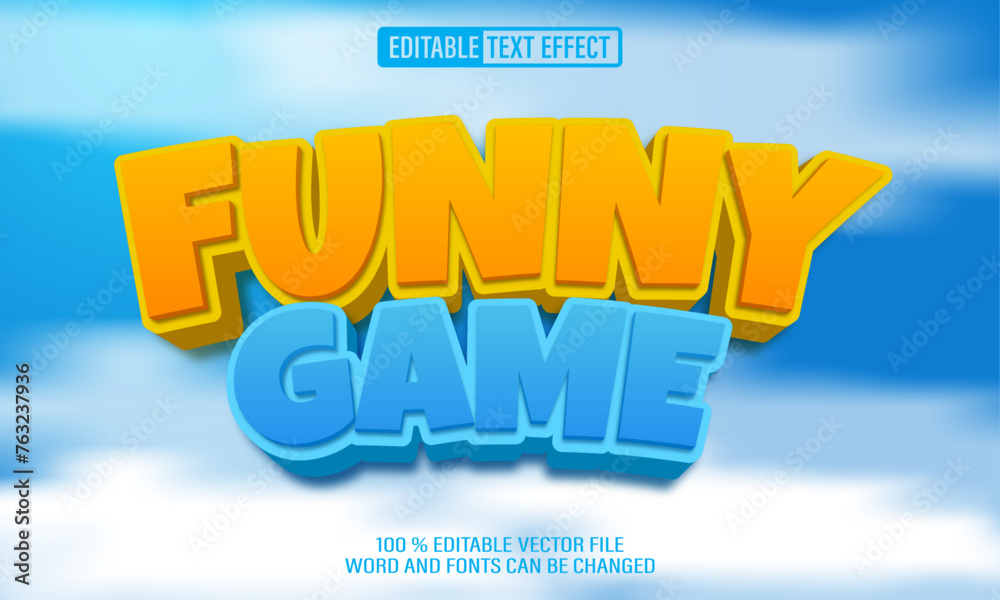 Poster editable 3d text style effect - funny game text effect template