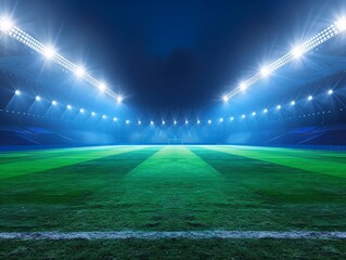 Clean energy-powered floodlights illuminating sustainable international sports events.