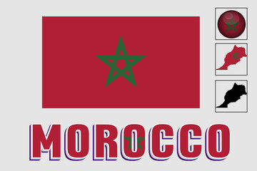Morocco flag and map in a vector graphic