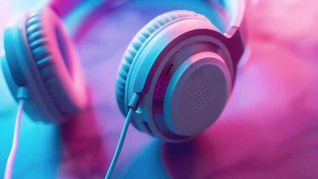 A closeup of a stylish pair of headphones with builtin voice assistant capabilities demonstrating the convenience of wearable technology.