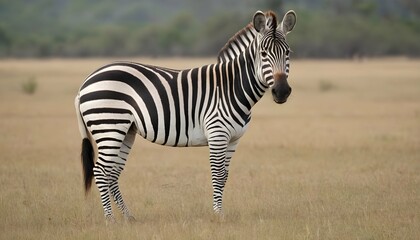 Fototapeta na wymiar A Zebra In A National Park Upscaled