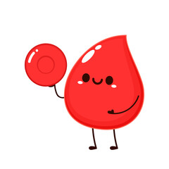 Red Blood Drop Cartoon Character. Vector Illustration Flat Design Isolated On Transparent Background. Red Blood Cell Mascot.