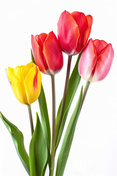 tulips on isolated white background -