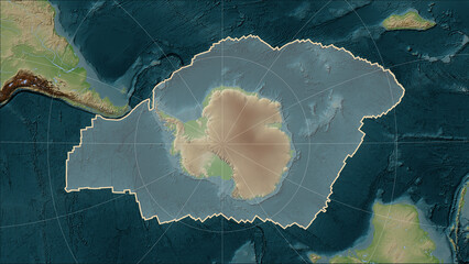 Antarctica tectonic plate on the map