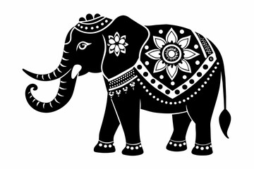 Boho Elephants black silhouette icon