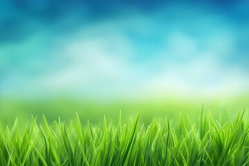 Beautiful green grass under blue skies