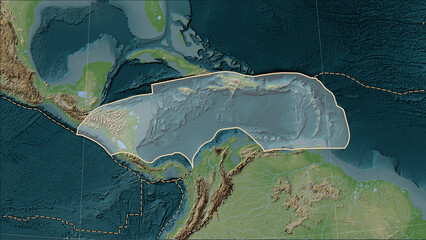 Caribbean plate - boundaries on the map