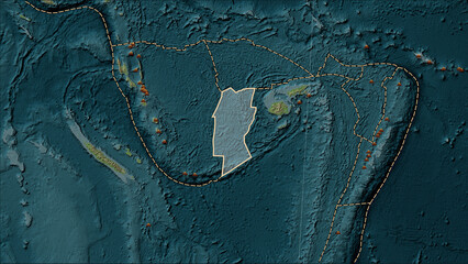 Volcanoes around the Conway Reef plate on the map