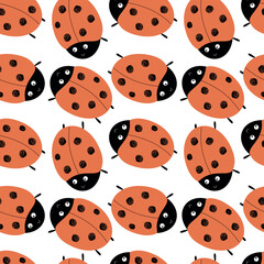 Cute ladybug seamless pattern. Vector illustration. For packaging, background, wallpaper, baby clothes