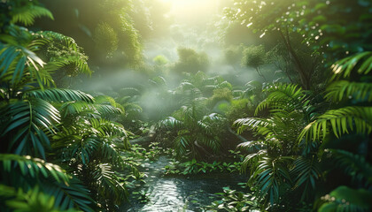 Fototapeta premium Amazon rainforest, jungle. Generative AI.