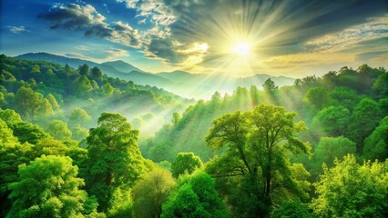 enchanting-sunshine-on-green-treetops
