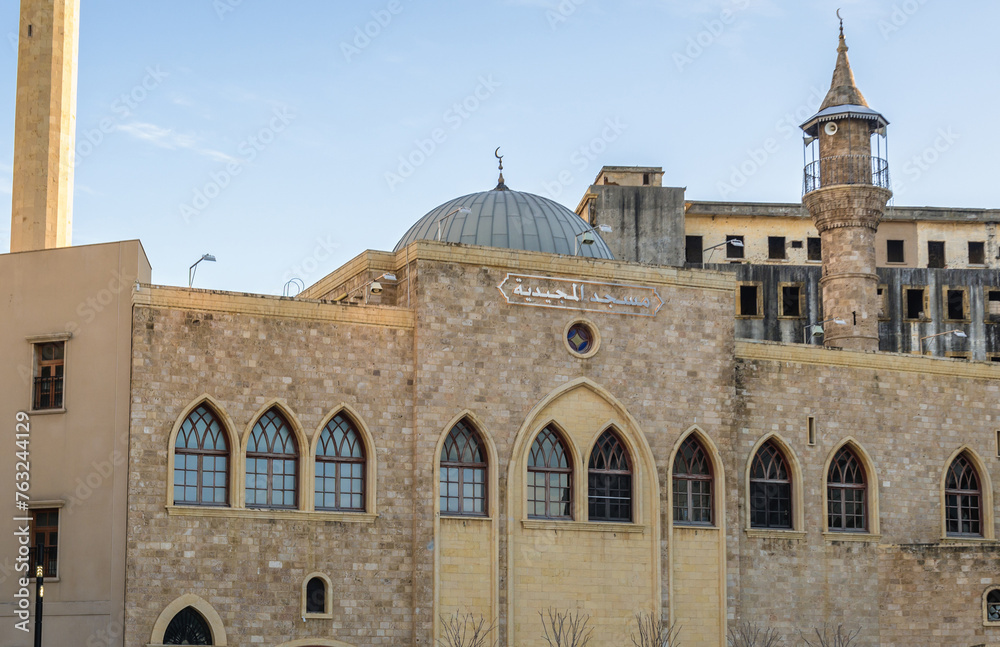 Wall mural Mosque of Al Majidiyyeh in Beirut Souks shopping area in Beirut capital city, Lebanon