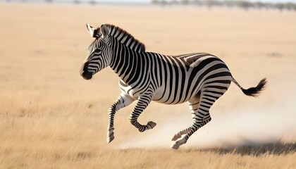 A Zebra Running Gracefully Across The Open Plains Upscaled
