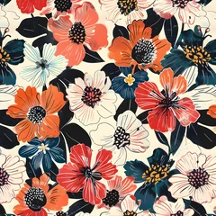 Türaufkleber seamless flower pattern, tile art, vine art © Kanishka