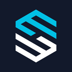 Abstract geometric letter E H logo design template