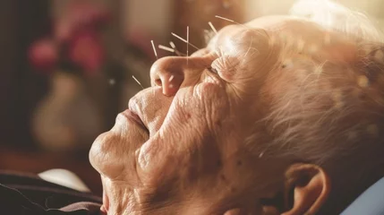 Fotobehang Elderly Woman With Hair Pins © Rene Grycner