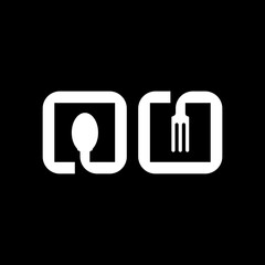 Square spoon and fork logo design template