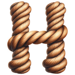Rope Alphabet Letter H Illustration.