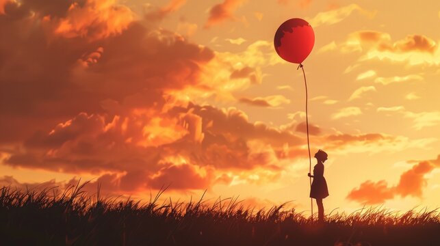 An illustration featuring a woman releasing a symbolic balloon as an expression of grief and remembrance, highlighting themes of loss, healing, acceptance