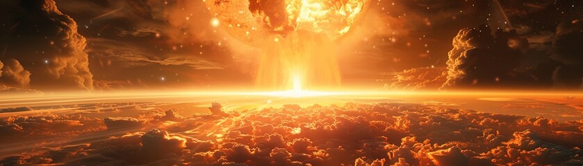 Cosmic nuclear blast vivid illumination - obrazy, fototapety, plakaty