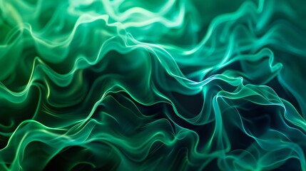 Obraz premium Panoramic wallpaper illustration showcasing captivating neon green waves for web banners.