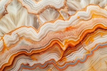 Beautiful, detailed close-up of colorful agate stone texture with earthy layers and smooth, ornamental patterns - perfect for geology or mineral background - obrazy, fototapety, plakaty