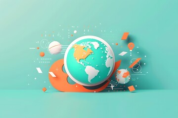 Blue world globe or detailed map background for business presentations, educational concepts, and global communication networks