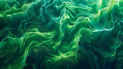 Colorful panorama banner with mesmerizing neon green waves texture for web designs.