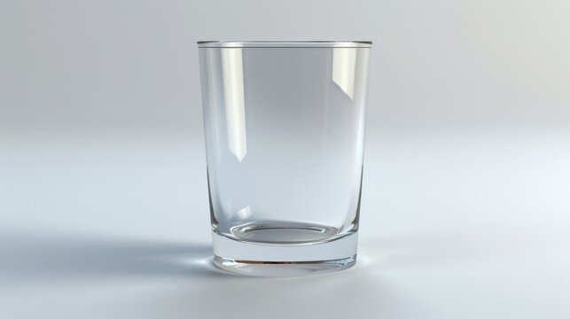 An empty drinking glass cup depicted in transparent form, highlighting its simplicity and everyday utility 