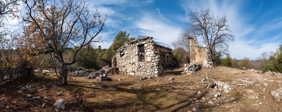 old house with broken stone walls