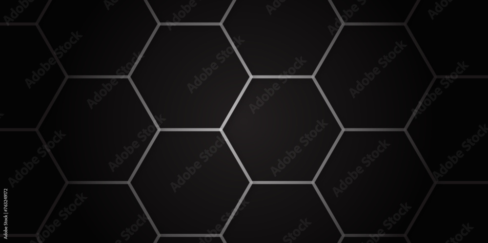Poster abstract background with hexagon and black hexagonal background design. luxury geometric black patte