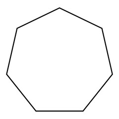 Heptagon shape symbol, black and white vector silhouette illustration of septagon