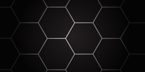 Abstract background with hexagon and black hexagonal background design. luxury geometric black pattern mesh cell texture. dark gray honeycomb texture background. geometric patterns drop shadow.