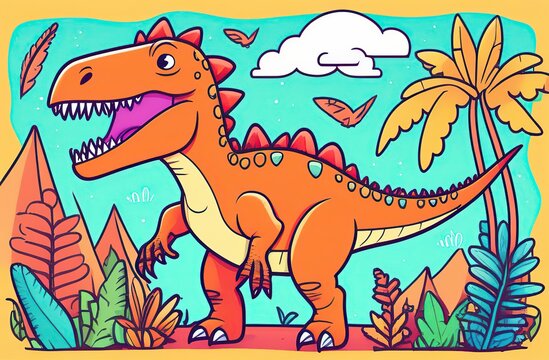 Cartoon tyrannosaurus coloring book -