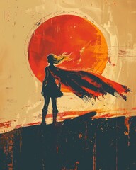 Mom superheroes with capes Sunset-inspired VERDITAT HOMETS Enchanting Pop Art Graphics ,