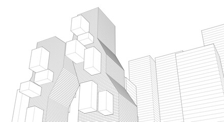 ​​abstract architecture 3d illustration background	