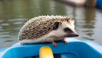 A Hedgehog Sitting On A Water Ride Upscaled 21