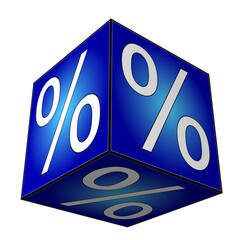 Cube with percent symbol - 3D illustration - 763250506