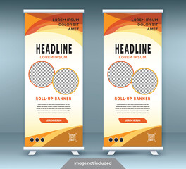 Business Roll Up Standee Design Banner Template Presentation and Brochure Flyer