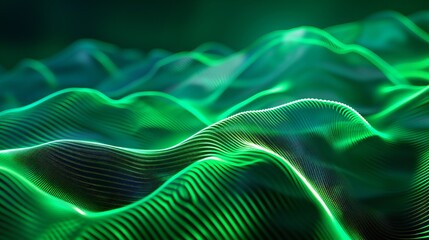 Fototapeta premium Neon green waves texture background, adding depth and dimension to web banners.