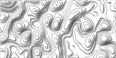 The stylized height of the topographic map contour in lines. Topo contour map and ocean topographic line map. 3D papercut layers geographic mountain relief topographic contours map background. 