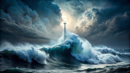 tall-powerful-cross-ocean-wave-breaking-during