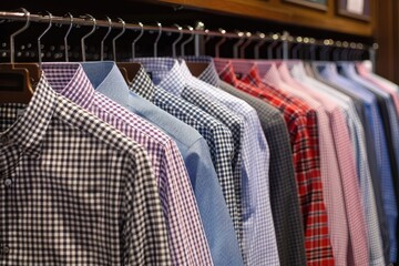 Mens dress shirts on rack in retail store