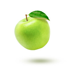 Green apple on white