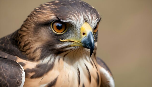 A Hawk With Its Sharp Eyes Focused Intently On Its Upscaled