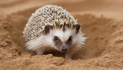 A Hedgehog Playing In A Sandbox Upscaled 7 - obrazy, fototapety, plakaty