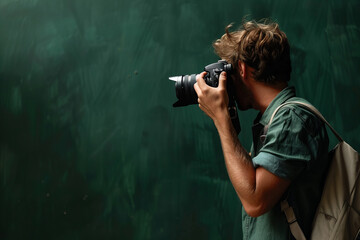 Focused Photographer Captures the Essence of Artistic Vision in Green Hues Banner