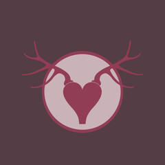 Modern vector illustration of a heart with antlers