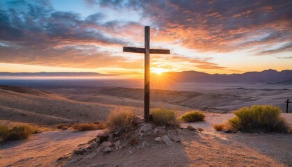 Wooden Cross in a Desert.
