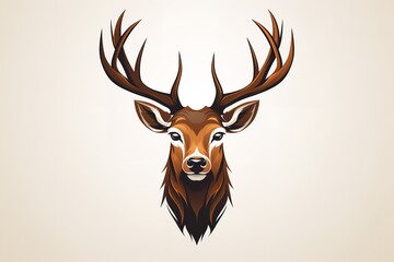 Deer Head on a White Background - Vector Illustration